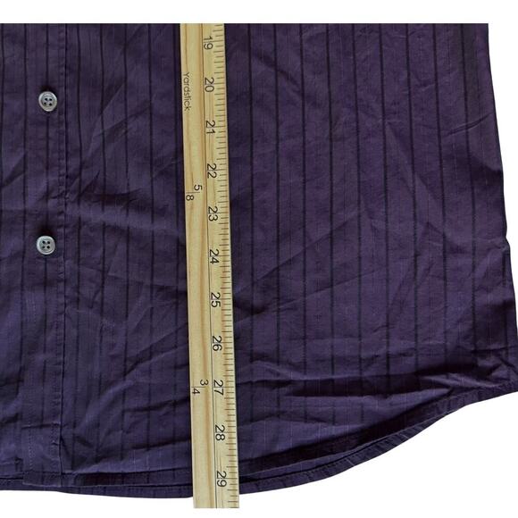 Theory Klaus Mens Shirt Long Sleeve Button Up Vertical Striped Size Large Purple - Picture 7 of 9